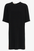 Black cotton jersey web stripe oversize T-shirt dress