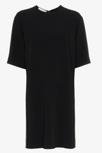 Black cotton jersey web stripe oversize T-shirt dress