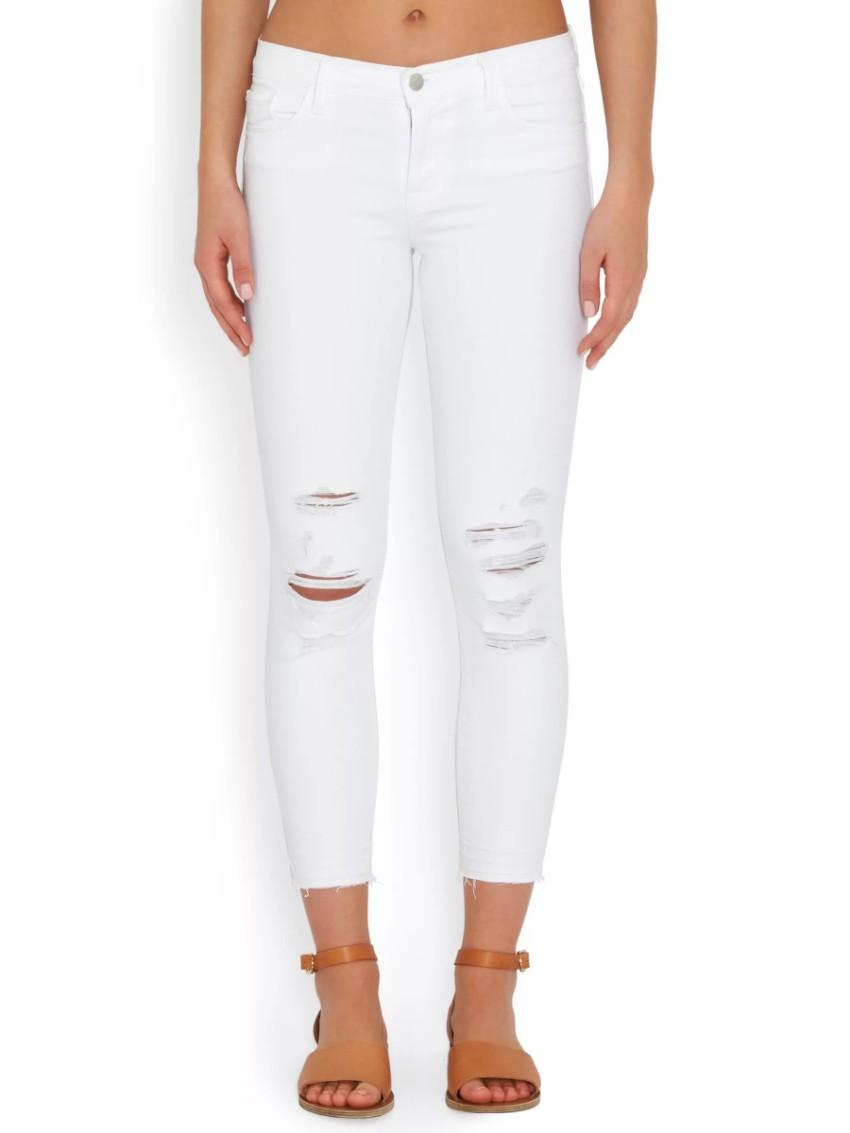 J Brand White Distressed Skinny Jeans