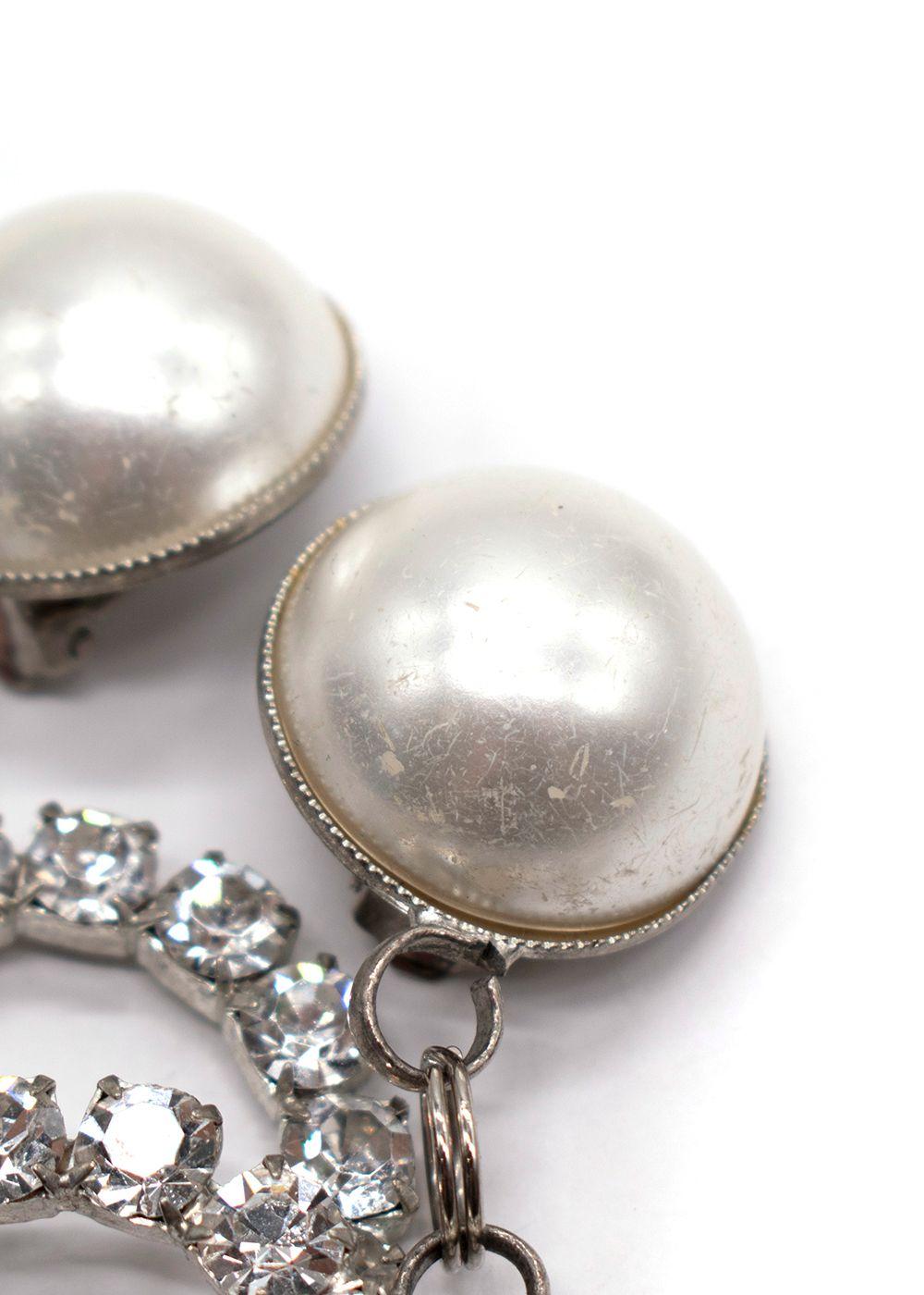 Alessandra Rich Crystal Heart Oversized Clip On Earrings