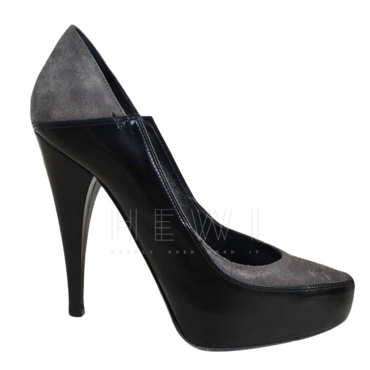 Barbara Bui Black & Grey Suede & Leather Pumps