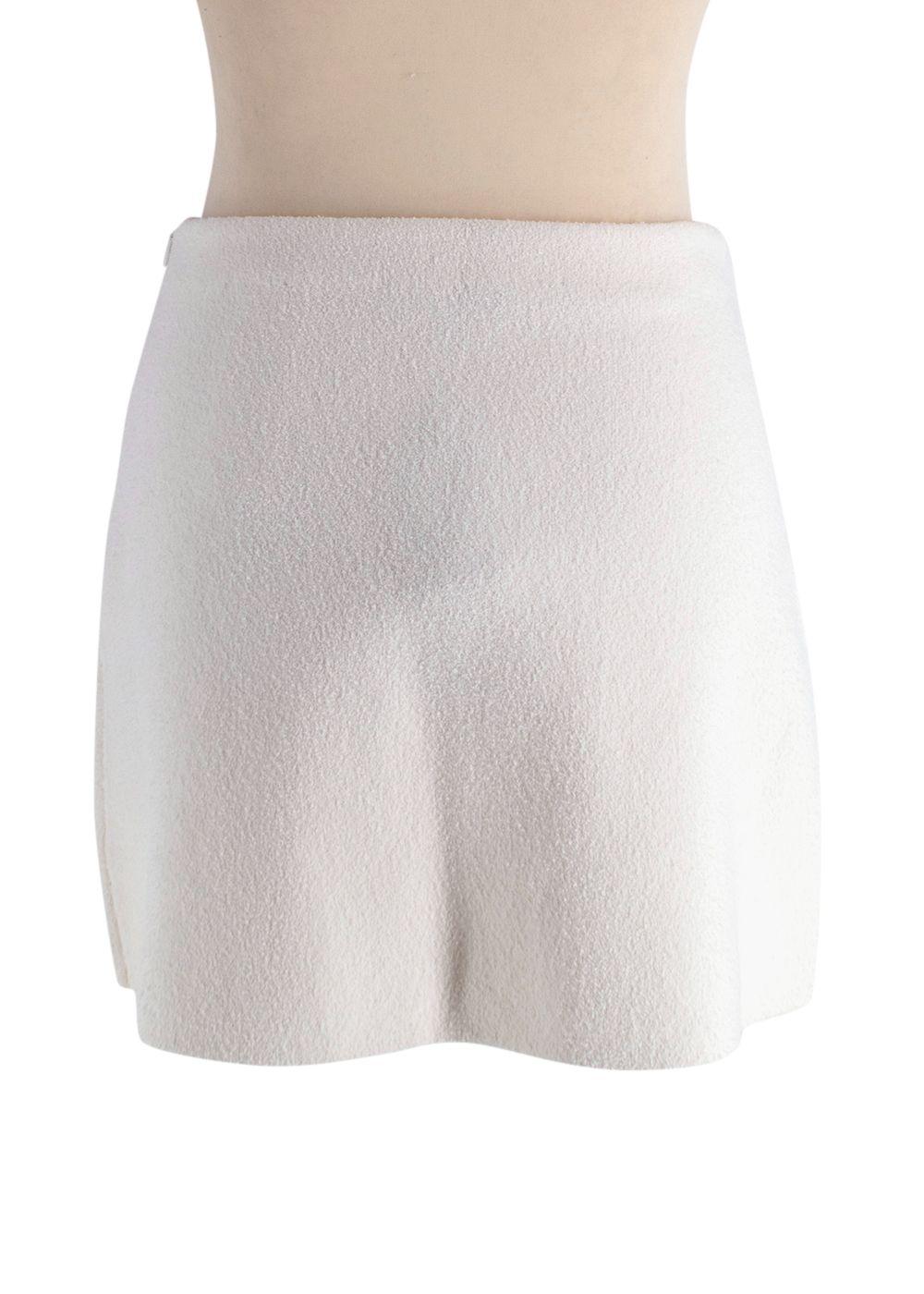 Maje Cream Tweed Skirt with Contrast Trim Detail