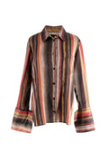 Bite Organic Silk High Low Striped Shirt and Trouser Set