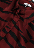 Ganni Deep Red Tiger Print Silk Shirt