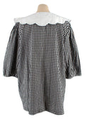 Batsheva Black and White Gingham Scalloped Collar Top
