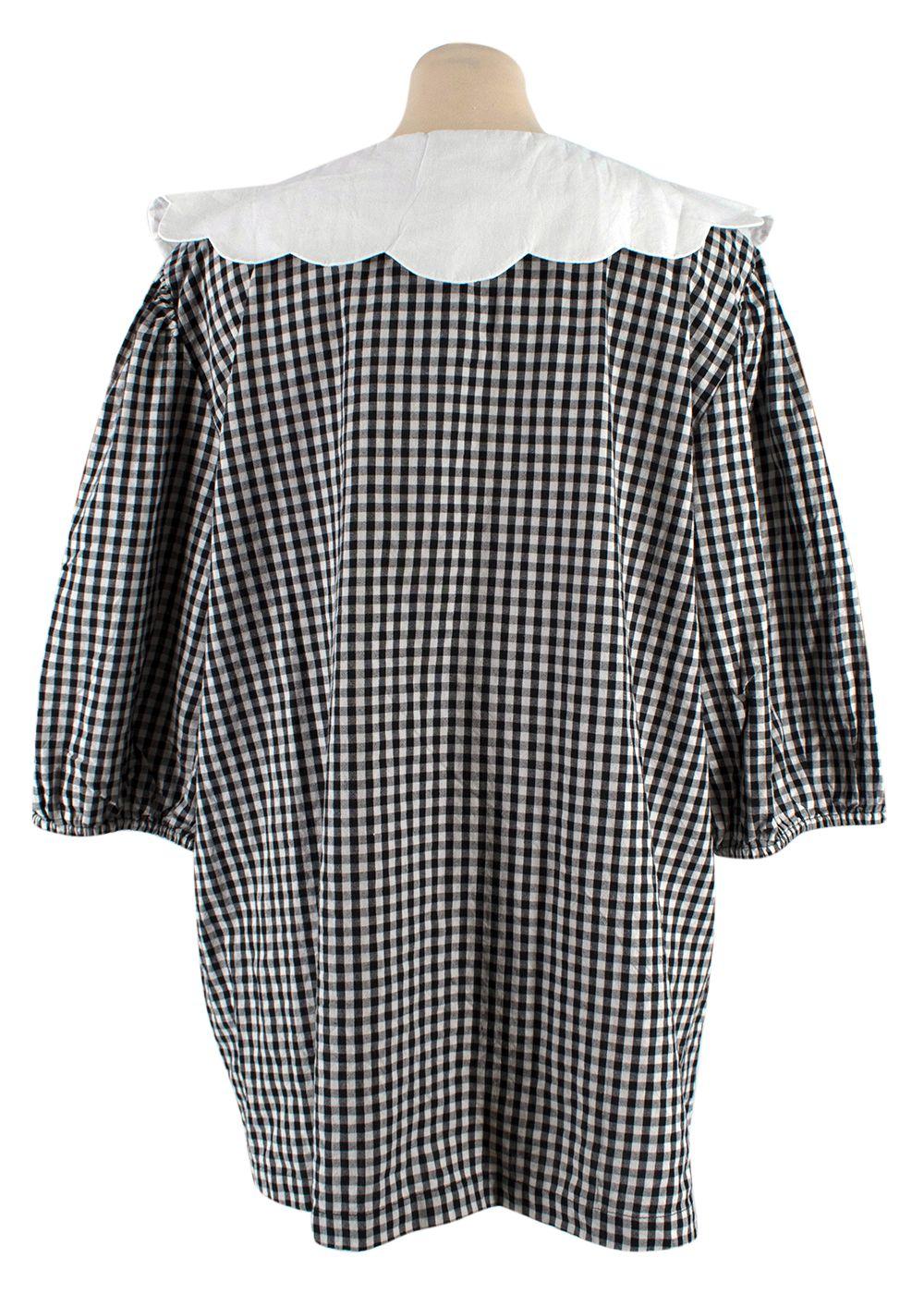 Batsheva Black and White Gingham Scalloped Collar Top