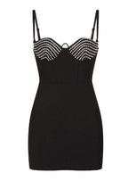 Crystal Cup Black Mini Dress