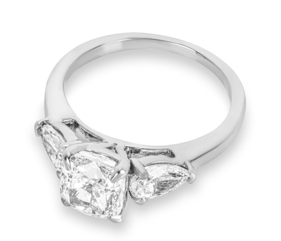Platinum Set Three Stone Diamond Engagement Ring - Size 46
