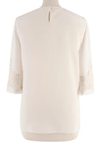 Cream Silk Blend Floral Crochet Top