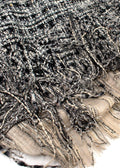 Chanel Black and White Tweed Mini Skirt with Fringe Hem