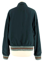 Prada Green Lightweight Bomber Jacket with Stripe Cuff Detail