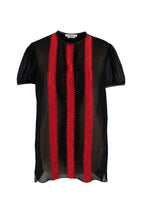 Givenchy Black and Red Cotton & Silk Sheer Blouse