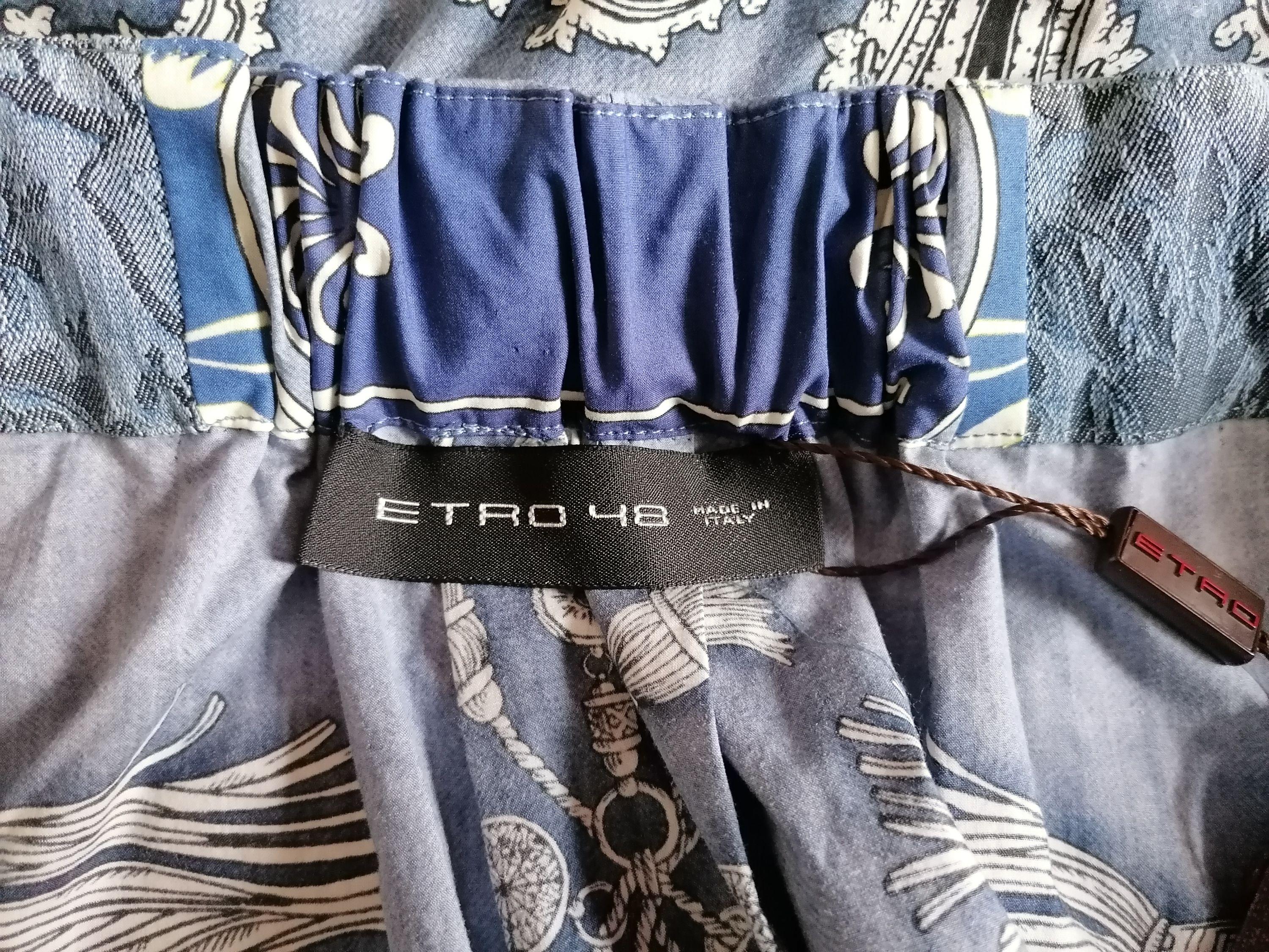Blue Cotton A-Line Skirt