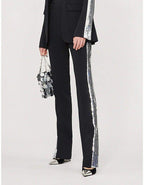 David Koma Sequin Side-Stripe Crepe Pants