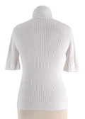 Chanel Faux Pearly and Crystal CC  Short Sleeved Ribbed Knit Top
