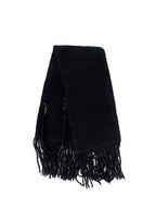 MaxMara Black Fleeced Scarf with Leather Strap