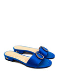 Jennifer Chamandi Blue Satin Slides