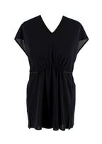 Alaia Black Crepe Ruched Blouse