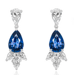 Platinum Set Pear-cut Sapphire & Diamond Drop Earrings