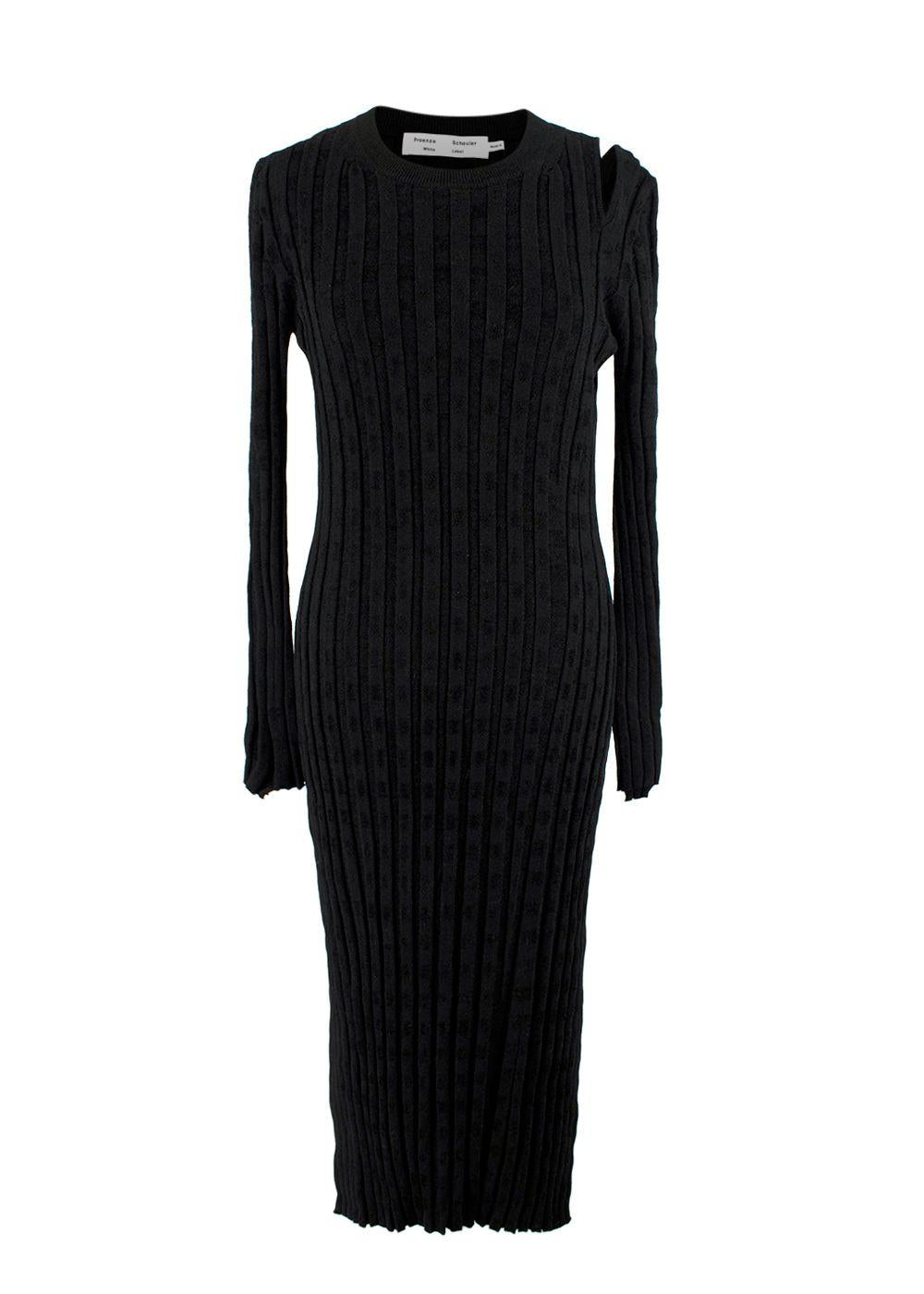 Proenza Schouler Black Ribbed Cut Out Bodycon Dress