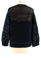 Dior Navy Blue Linen Blend Knitted Tassel Jumper