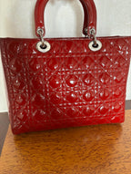 Dior Red Patent Leather Large Lady Dior