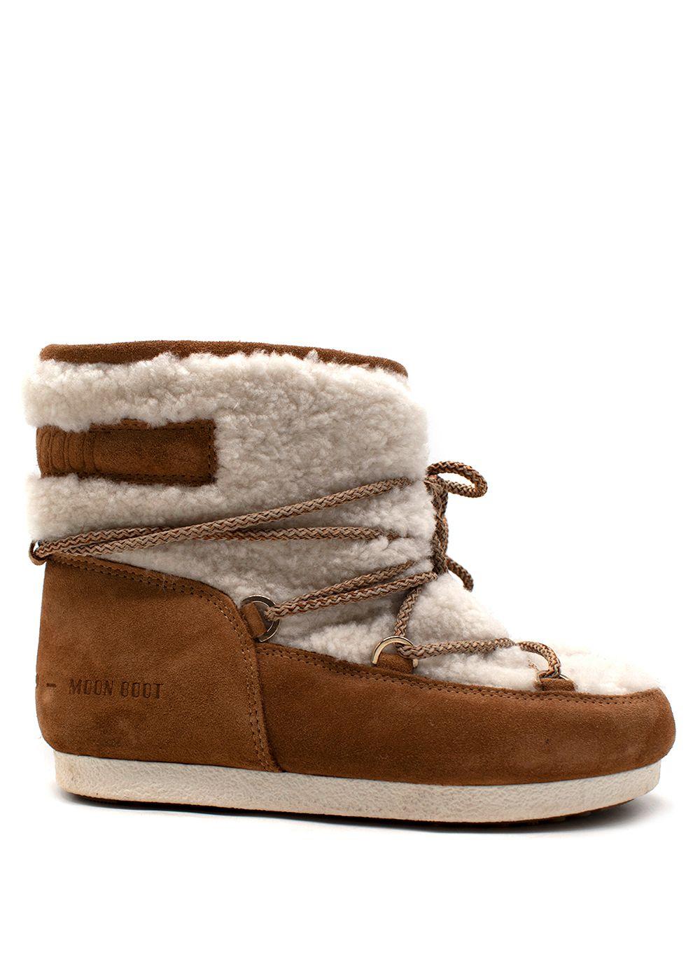 Moon Boot LAB69 Dark Side Low Cream Shearling Boots
