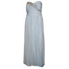 Marchesa Notte light-blue embellished strapless gown