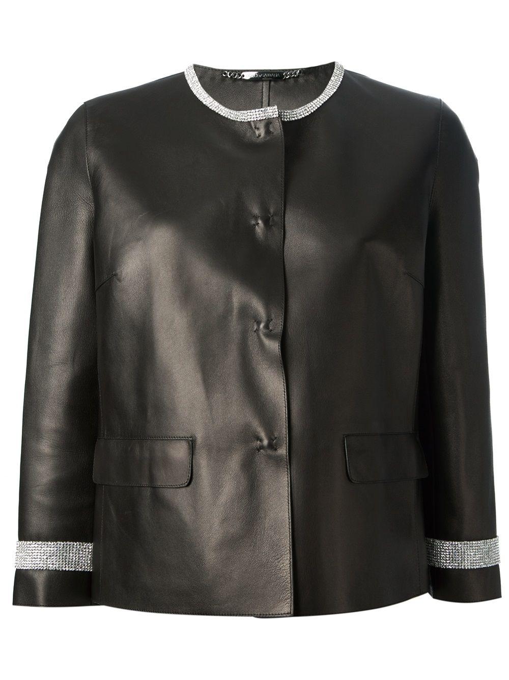 black leather cropped jacket