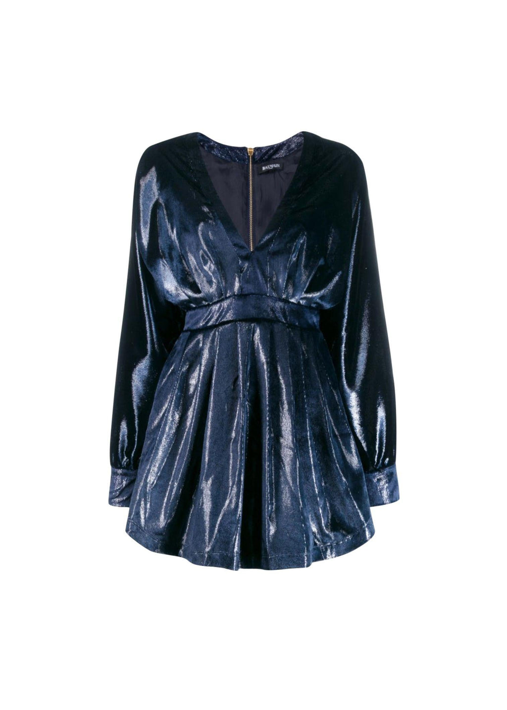 Navy Blue Velvet V-neck Mini Dress