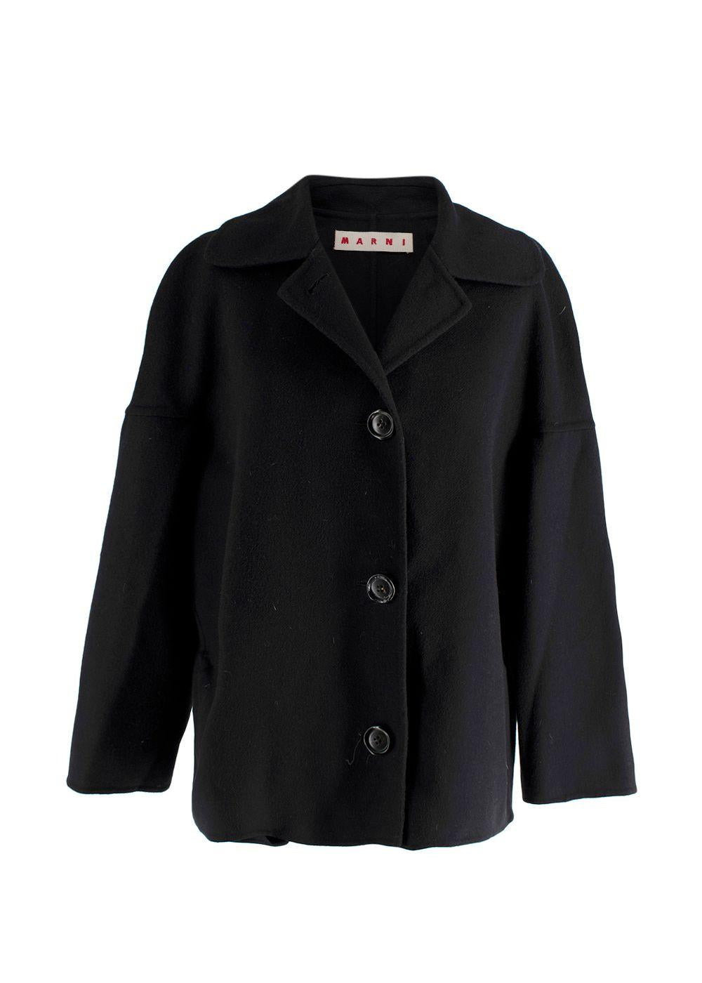 Marni Black Single Breasted Wool Cashmere Coat