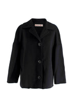 Marni Black Single Breasted Wool Cashmere Coat