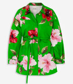 Valentino Green Floral Belted Shirt