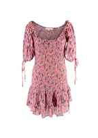 Violet Floral Printed Cotton Ruffled Mini Dress