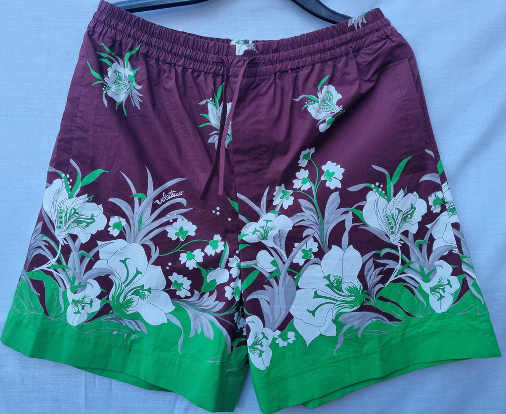 Burgundy & green floral shorts