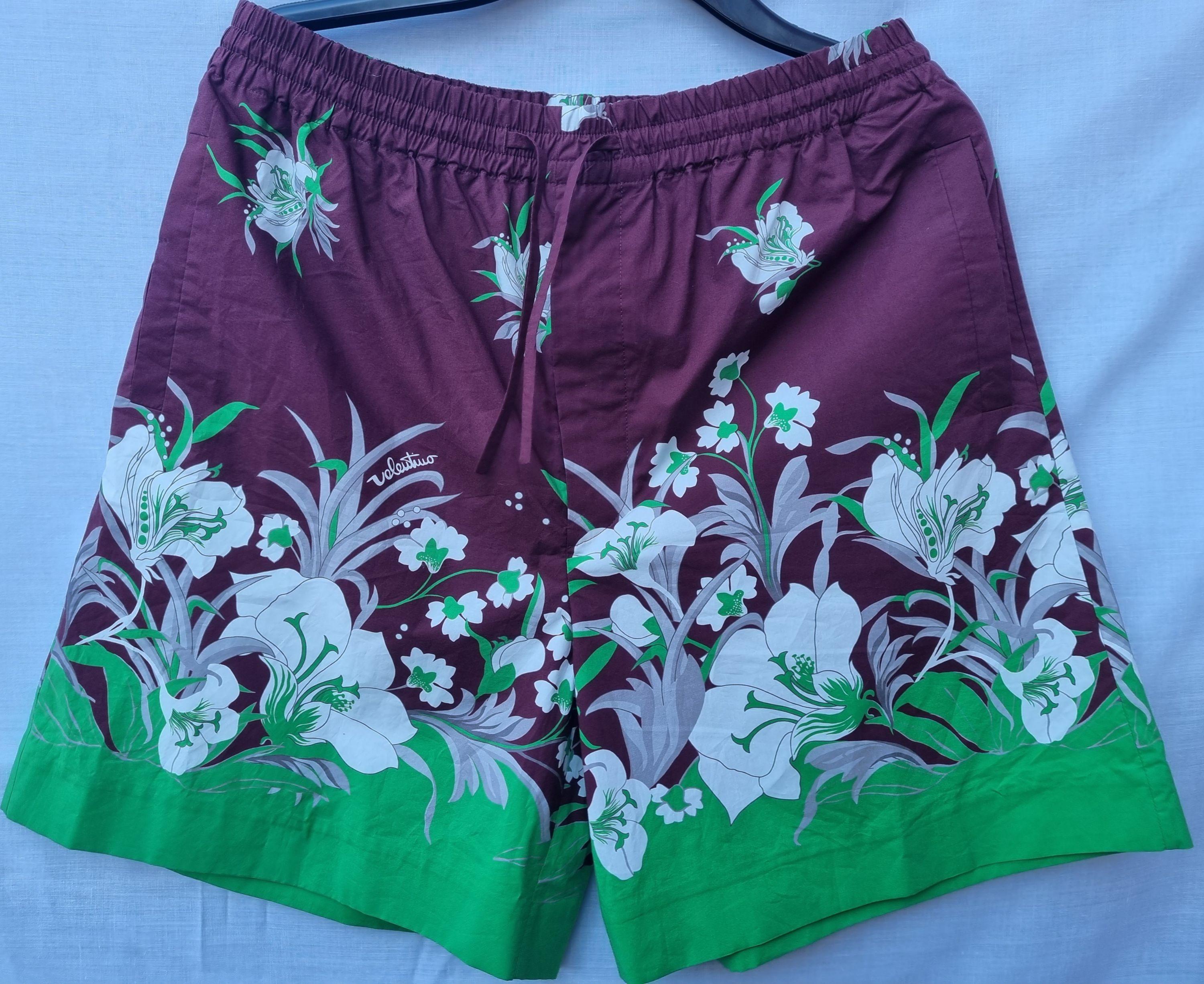 Burgundy & green floral shorts