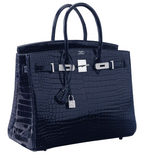 Hermès Birkin 25 Crocodile Porosus Lisse Bleu Marine