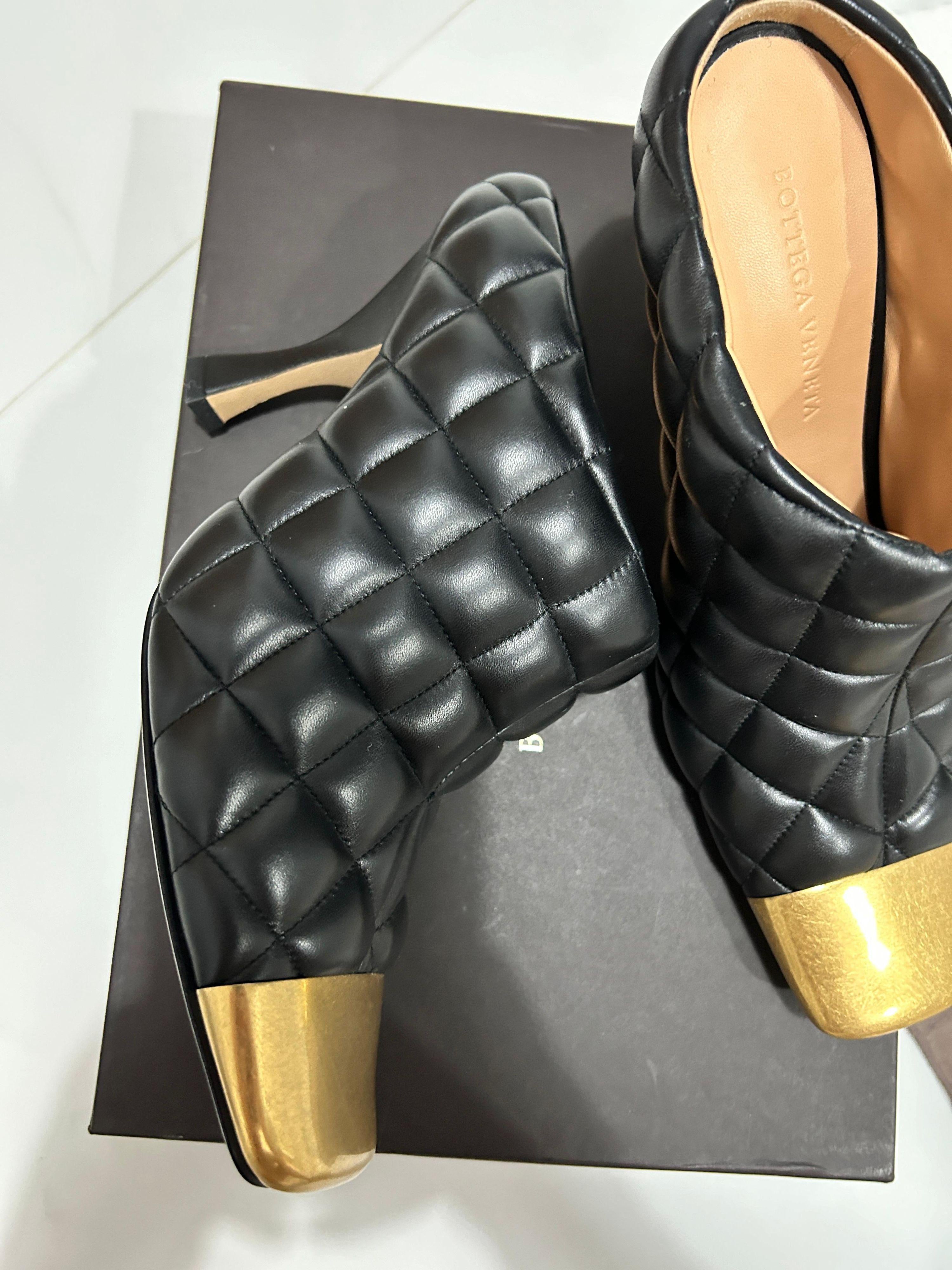 Bottega Veneta Black Quilted Leather Mules