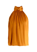 The Sei Burnt Orange Sleevless Silk Tie Blouse