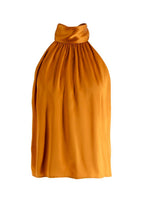 The Sei Burnt Orange Sleevless Silk Tie Blouse