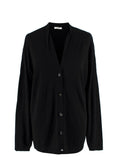 The Row Black Fine Knit Wool Cardigan