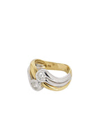 18ct yellow gold, white gold & white diamond dress ring 52EU