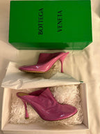 Pink Patent Leather Dot Sock Mules