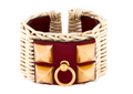 Hermes Raffia And Leather Picnic Cuff