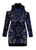 Balmain Cutout crystal-embellished velvet mini dress