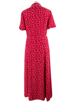 HVN Red Shell Print Silk Shirt Dress