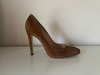 Gianvito Rossi Brown Suede Round Toe Heels