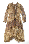 Zimmermann brown printed silk-georgette midi dress