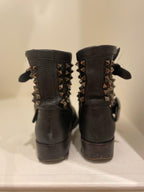 Valentino Black Leather Rockstud Biker Boot