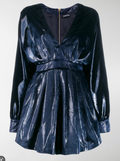 Navy Blue Velvet V-neck Mini Dress